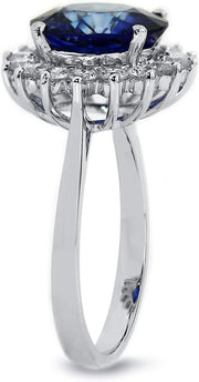 Sapphire and 1Ct TDW Diamond Halo Engagement Ring