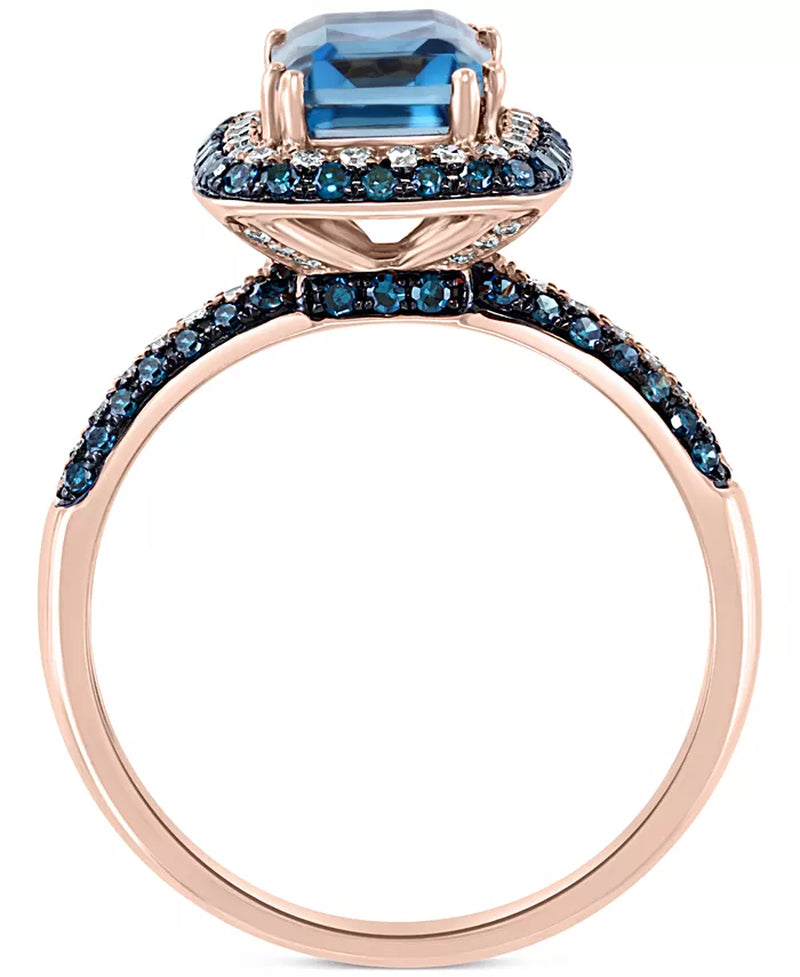 EFFY® London Blue Topaz (2-1/5 Ct. T.W.) & Diamond (1/2 Ct. T.W.) Statement Ring in 14K Rose Gold