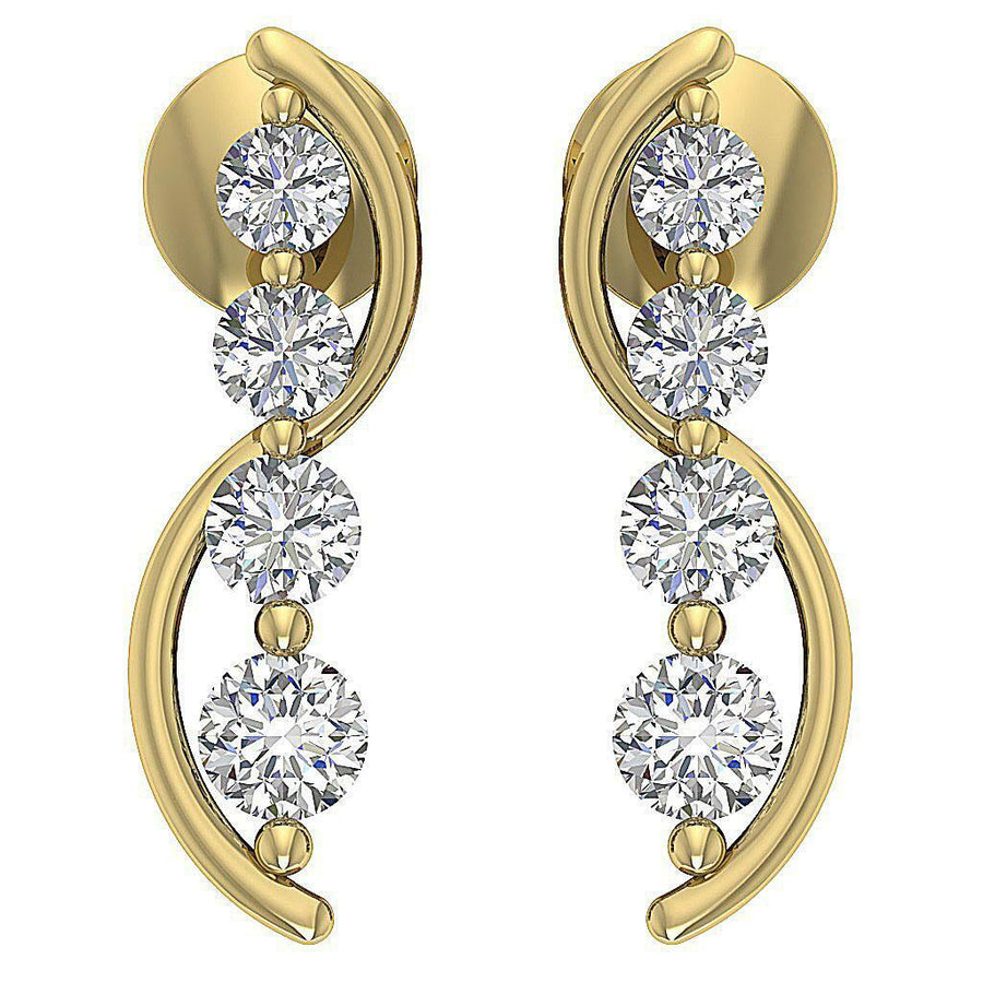 Journey Earring SI1 G 0.35 round Cut Diamond Carat 14K White Gold 0.50 Inch