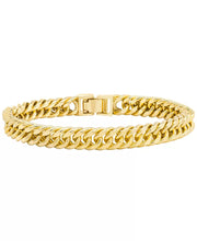 [10K Gold] Mens Double Curb Link Bracelet