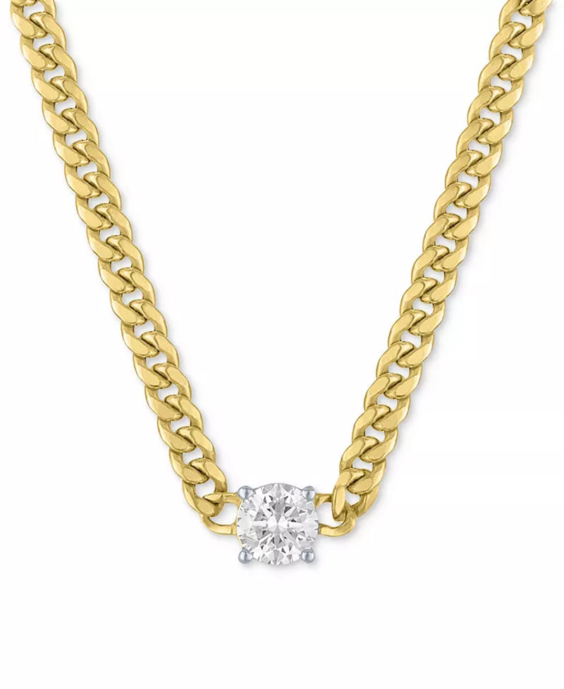 [14K, 1/2 Ct. T.W.] Gold-Plated Sterling Silver Lab-Grown Diamond Necklace