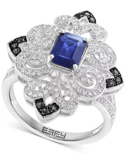  Sterling Silver Sapphire (1-1/6 Ct. T.W.) & Diamond (3/8 Ct. T.W.) Ring