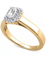 [14K, 1/2 Ct. T.W.] Gold Diamond Emerald-Cut Halo Engagement Ring