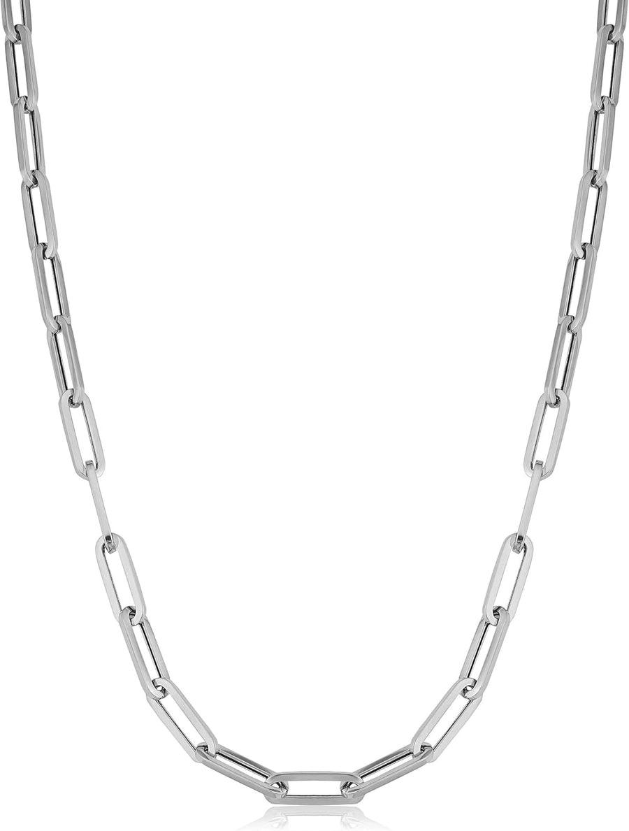 [14K] Yellow/White Gold Italian Capsule Paperclip Link Chain Necklace