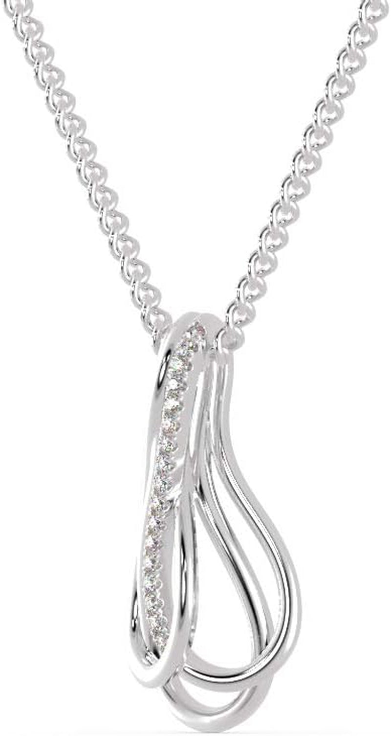 [14K, 18K, 0.11 Ct ] Twisted Style White/Yellow/Rose Gold With Natural Diamond Chain Pendant