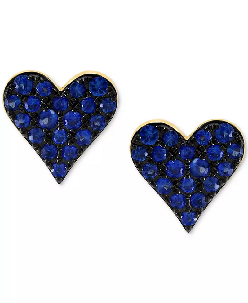 [14K, 1/3 Ct. T.W.] Gold EFFY® Sapphire or Ruby Pavé Heart Stud Earrings