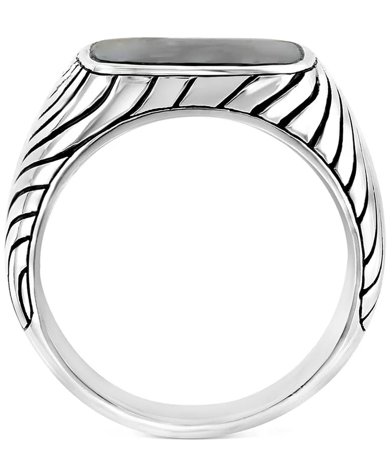 Sterling Silver Mens Bold Onyx Ring 