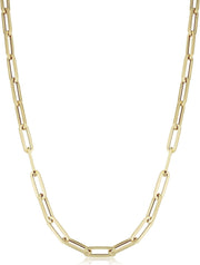 [14K] Yellow/White Gold Italian Capsule Paperclip Link Chain Necklace