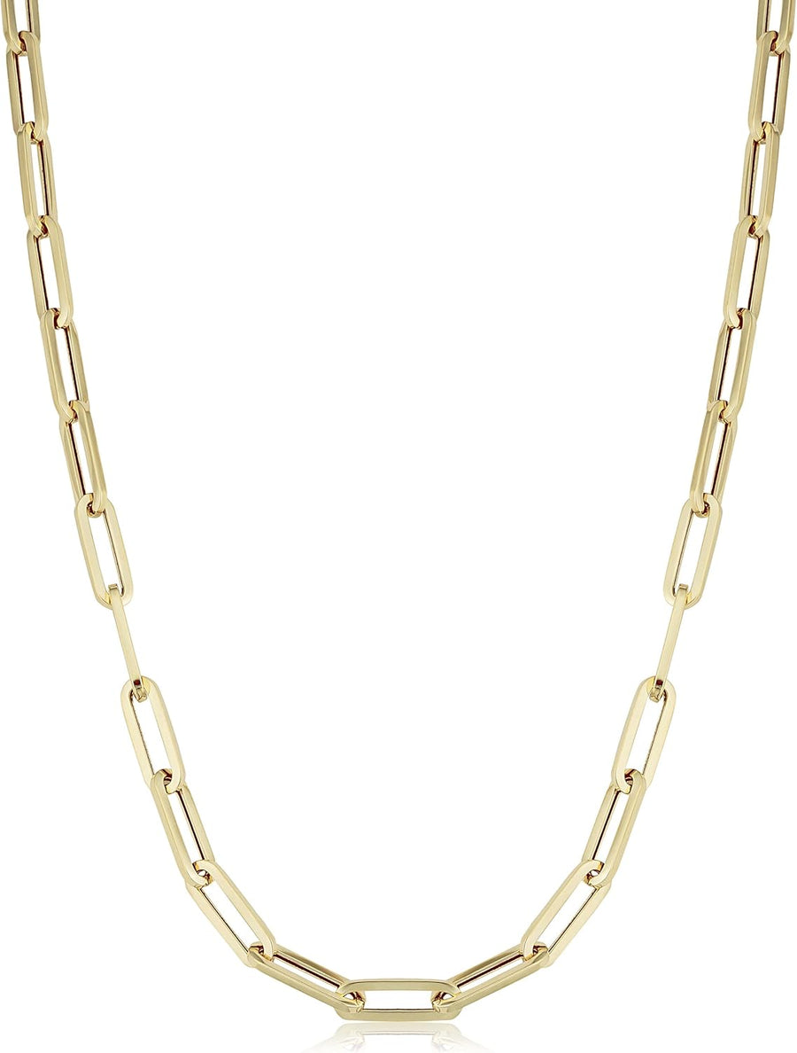 [14K] Yellow/White Gold Italian Capsule Paperclip Link Chain Necklace