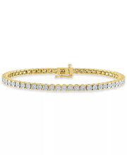 [14K, 1 Ct. T.W.] Gold-Plated Sterling Silver Diamond Tennis Bracelet