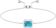 Natural Swiss Blue Emerald Cut Topaz Diamond Bracelet