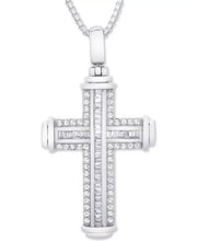 [1 Ct. T.W.] Men's Sterling Silver Diamond Cross 22" Pendant Necklace