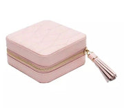 WOLF Caroline Zip Travel Case Jewelry Box in Pink Leather - NEW - RETAIL $129