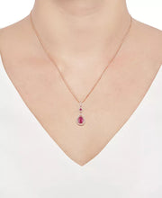 [14K] Rose Gold  Ruby (1-1/4 Ct. T.W.) & Diamond (1/3 Ct. T.W.) Necklace