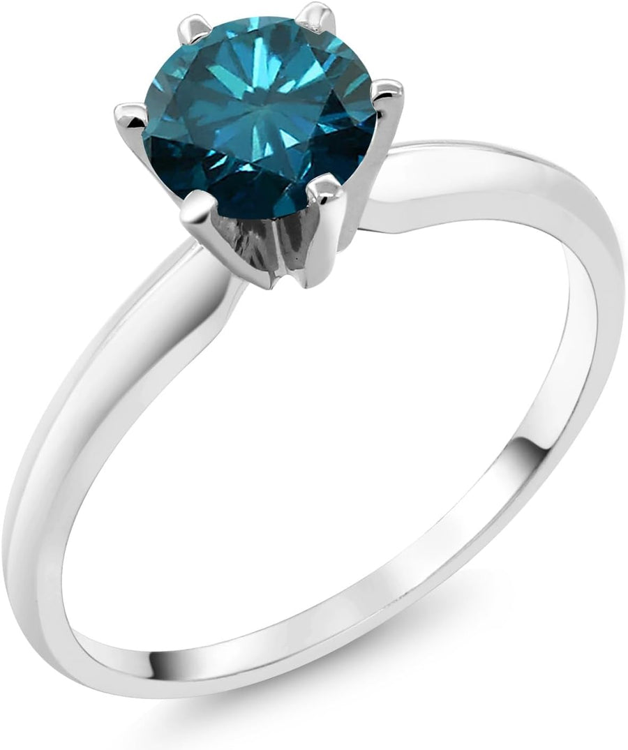 Blue Diamond Solitaire Engagement Ring