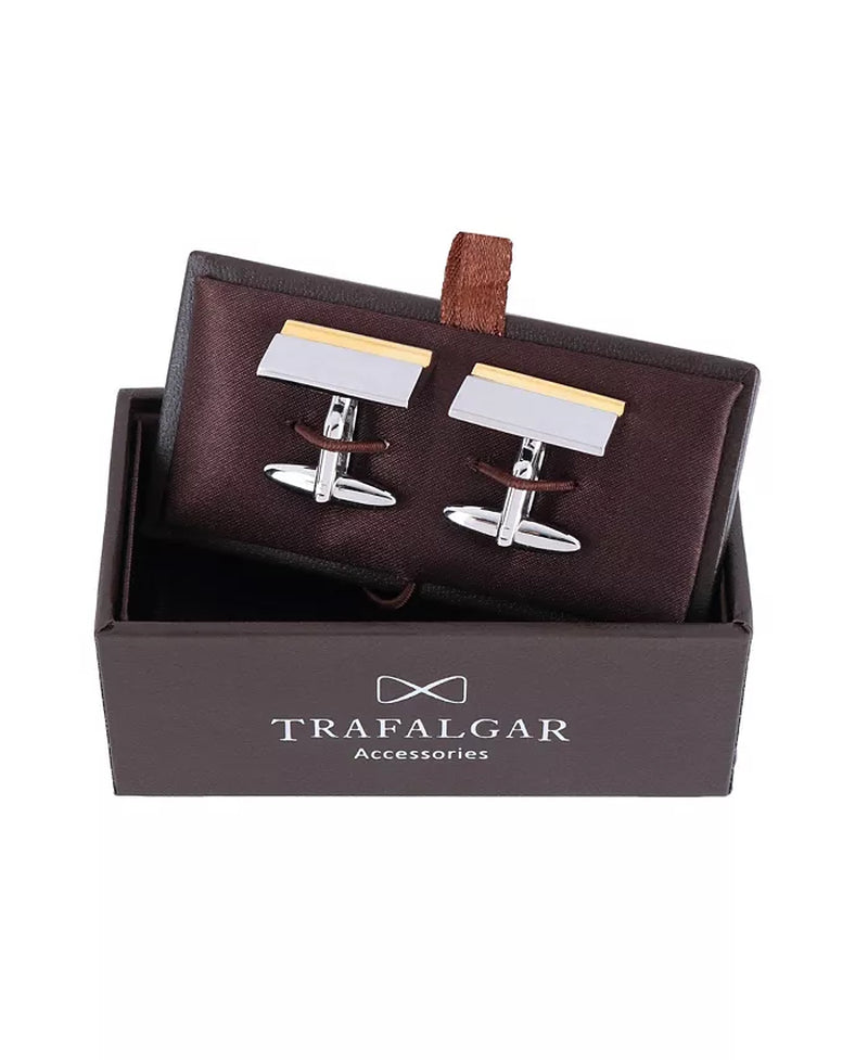 Classic Stately Shiny Gold and Brushed Rhodium Cufflinks