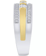 [10K, 1 Ct. T.W.] Two-Tone Gold Mens Diamond Openwork Band