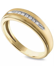 [10K, 1/10 Ct. T.W.] White Gold or Yellow Gold Men's Diamond Band