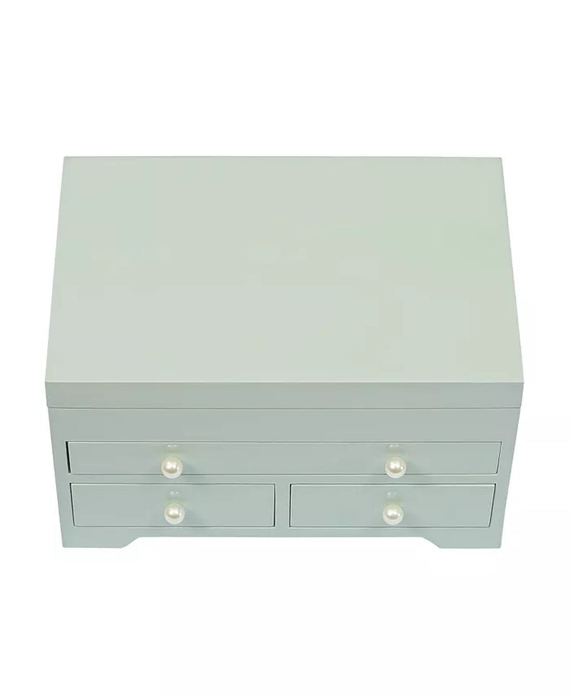 High Gloss Wooden Jewelry Box in Seafoam Finish