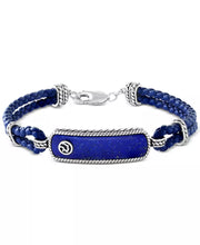  Mens Sterling Silver Lapis Lazuli Leather Cord Bracelet