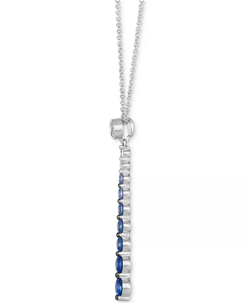 [14K] White Gold Denim Ombrã© (7/8 Ct. T.W.) & White Sapphire (1/6 Ct. T.W.) Graduated Adjustable Lariat Necklace