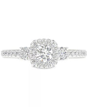 [14K, 1 Ct. T.W.] White Gold Diamond Halo Engagement Ring