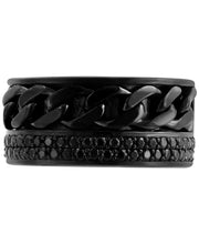 [1 Cttw] Mens Spinel Pavé Chain Link Ring in Black Pvd-Plated Sterling Silver