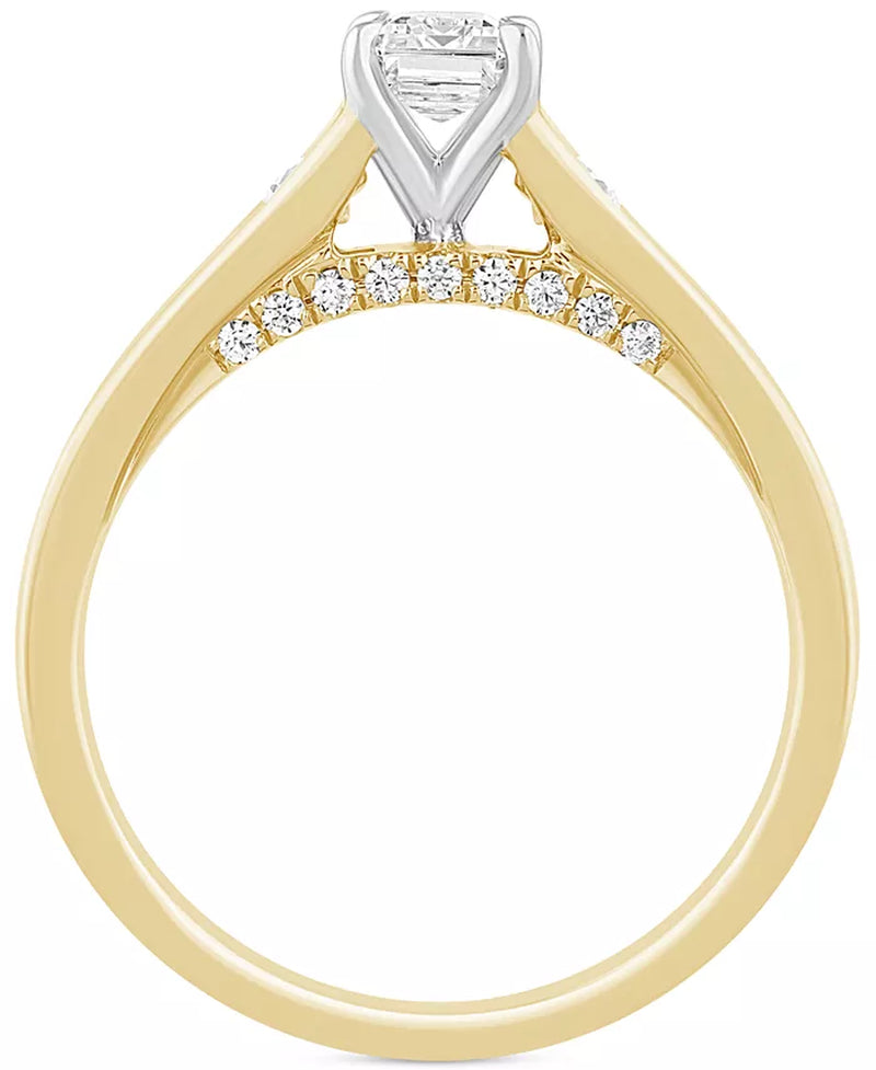 [14K, 1 Ct. T.W.] Gold Diamond Emerald-Cut Engagement Ring