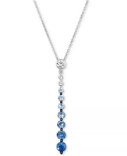 [14K] White Gold Denim Ombrã© (7/8 Ct. T.W.) & White Sapphire (1/6 Ct. T.W.) Graduated Adjustable Lariat Necklace