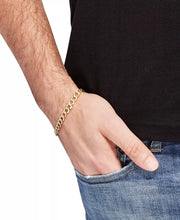 [10K] Gold  Men's Beveled Curb Link Chain Bracelet