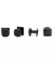 Mens Pave 4 Piece Black Plated Studs Set