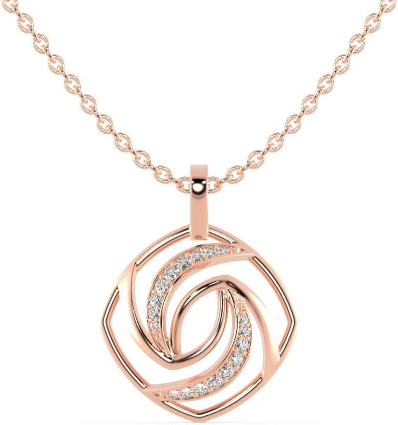 [14K, 0.18 Ct] Moon Style White/Yellow/Rose Gold Natural Diamonds Pendant