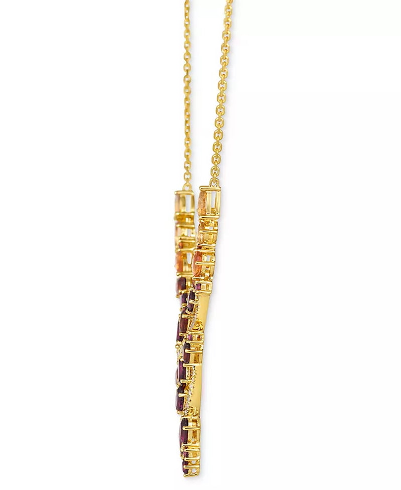 [14K] Gold Multi-Gemstone (5-1/8 Ct. T.W.) & Vanilla Diamond (1/3 Ct. T.W.) Necklace