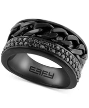 [1 Cttw] Mens Spinel Pavé Chain Link Ring in Black Pvd-Plated Sterling Silver