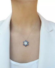 [14K] White Gold Denim (1-3/8 Ct. T.W.) & White Sapphire (5/8 Ct. T.W.) Snowflake Pendant