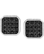 [5/8 Ct. T.W.] Sterling Silver Men's Black Sapphire Stud Earrings