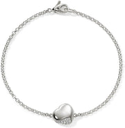 Pebble Heart Bracelet, Silver, Diamonds