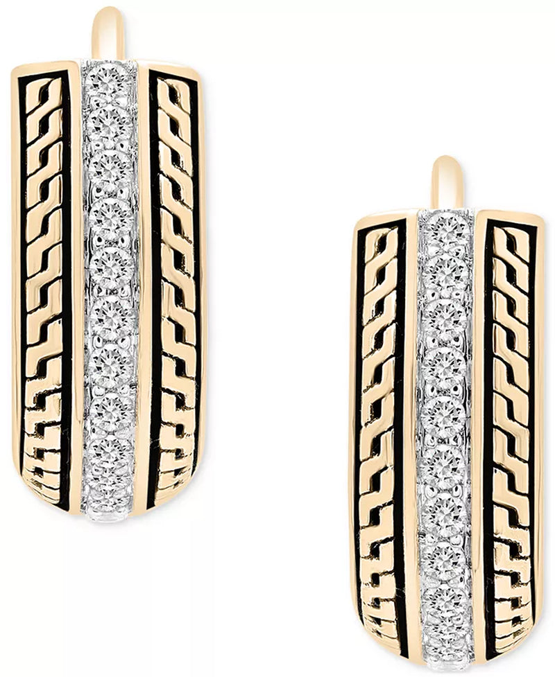 Men'S Diamond Thick Hoop Earrings (1/4 Ct. T.W.) in 14K Gold-Plated Sterling Silver, 1/2"