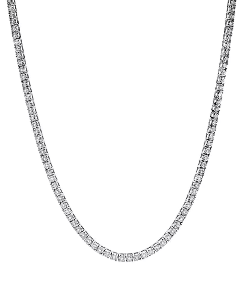 [2 Ct. T.W.] Sterling Silver Men's Diamond 24" Tennis Necklace