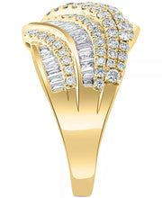 [14K, 1-5/8 Ct. T.W.] Gold Diamond Baguette & Diagonal Multirow Ring