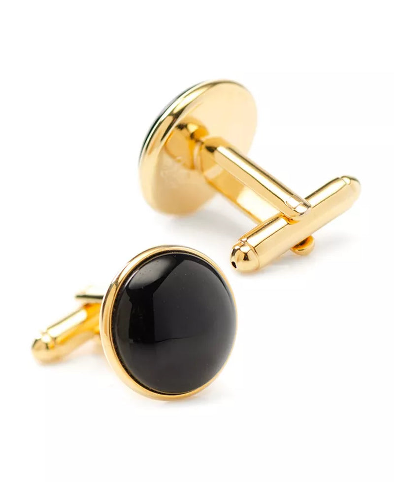 Gold-Tone and Onyx 5 Cufflinks and Stud Set - 7 Piece Set