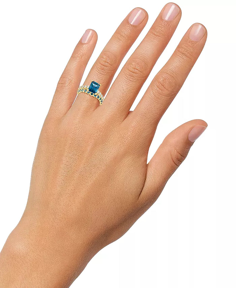 London Blue Topaz (2-3/4 Ct. T.W.) & Diamond (1/2 Ct. T.W.) Bridal Set in 14K Gold