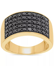 [14K, 2 Ct. T.W.] Gold-Plated Sterling Silves Men's Black Diamond Ring