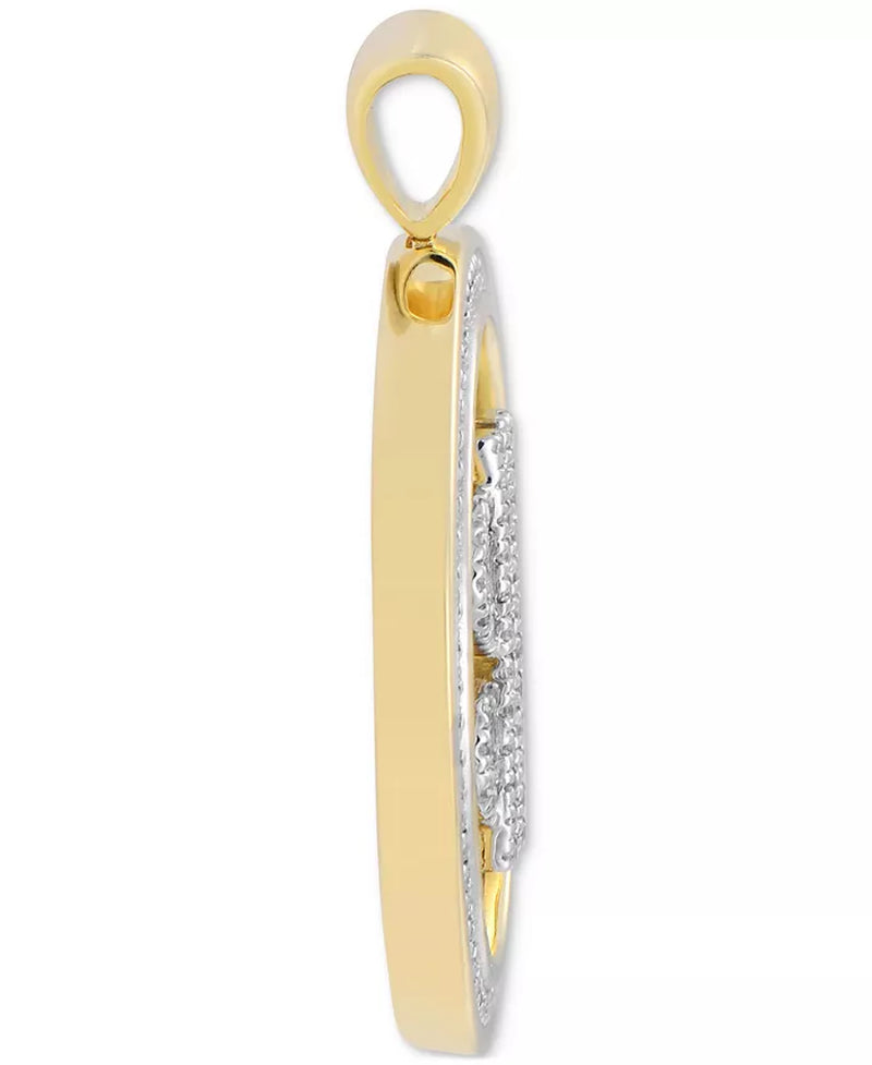 [10K, 3/8 Ct. T.W.] Gold  Diamond Dollar Sign Disc Pendant