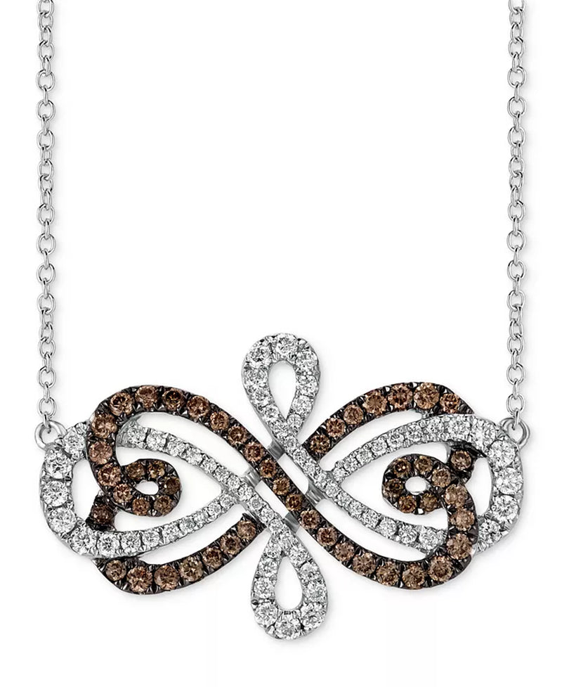 [14K, 3/4 Ct. T.W.] Vanilla Gold Chocolate Diamond & Vanilla Diamond Necklace