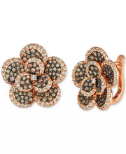 [14K, 2-5/8 Ct. T.W.] Rose Gold Chocolate Diamond & Nude Diamond Flower Statement Earrings