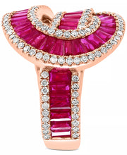 [14K] Rose Gold Ruby (3-1/4 Ct. T.W.) & Diamond (5/8 Ct. T.W.) Swirl Statement Ring