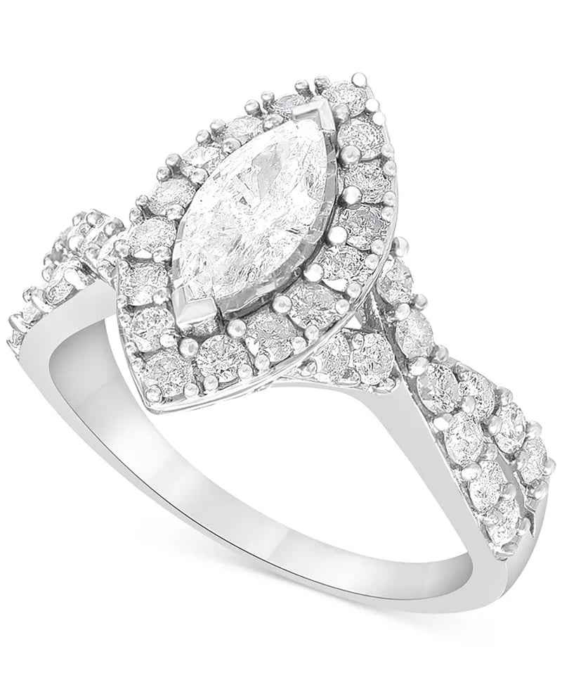 [14K, 2 Ct. T.W.] White Gold Diamond Marquise Bridal Set