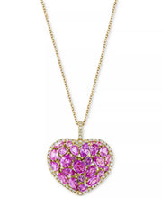 [14K] Gold Ruby (4-3/4 Ct. T.W.) & Diamond (1/3 Ct. T.W.) Heart 18" Pendant