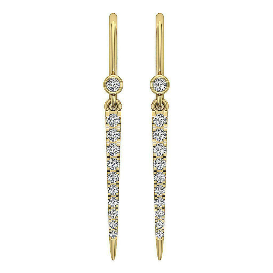 [14K, 0.30 Ct] White Gold Prong Bezel Chandelier Earrings With Round Diamonds